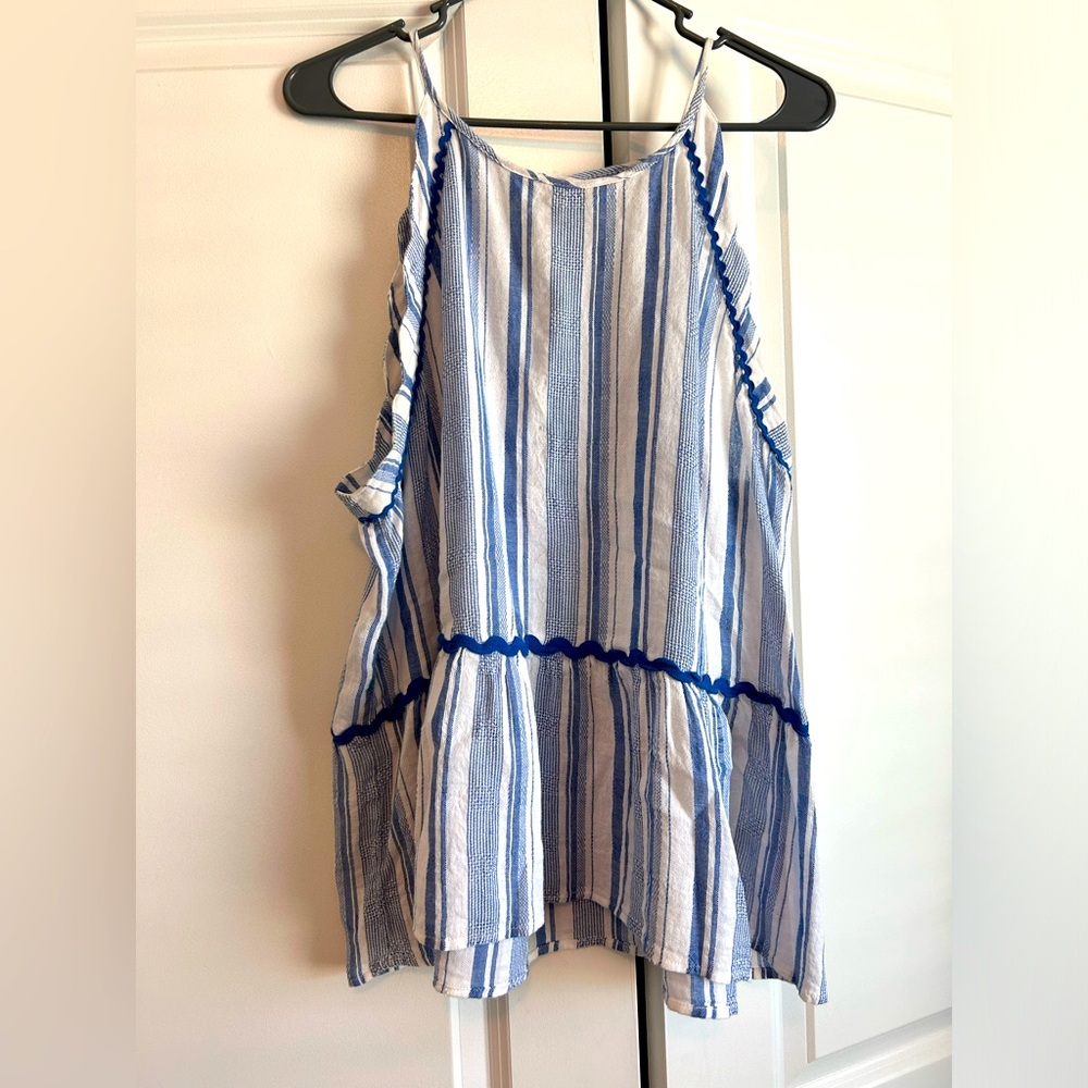 Blue and white striped tank